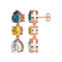 Pear Drop Three-Stone Dangling Earrings