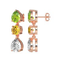 Pear Drop Three-Stone Dangling Earrings