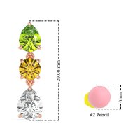 Pear Drop Three-Stone Dangling Earrings