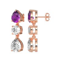 Pear Drop Three-Stone Dangling Earrings