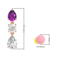 Pear Drop Three-Stone Dangling Earrings
