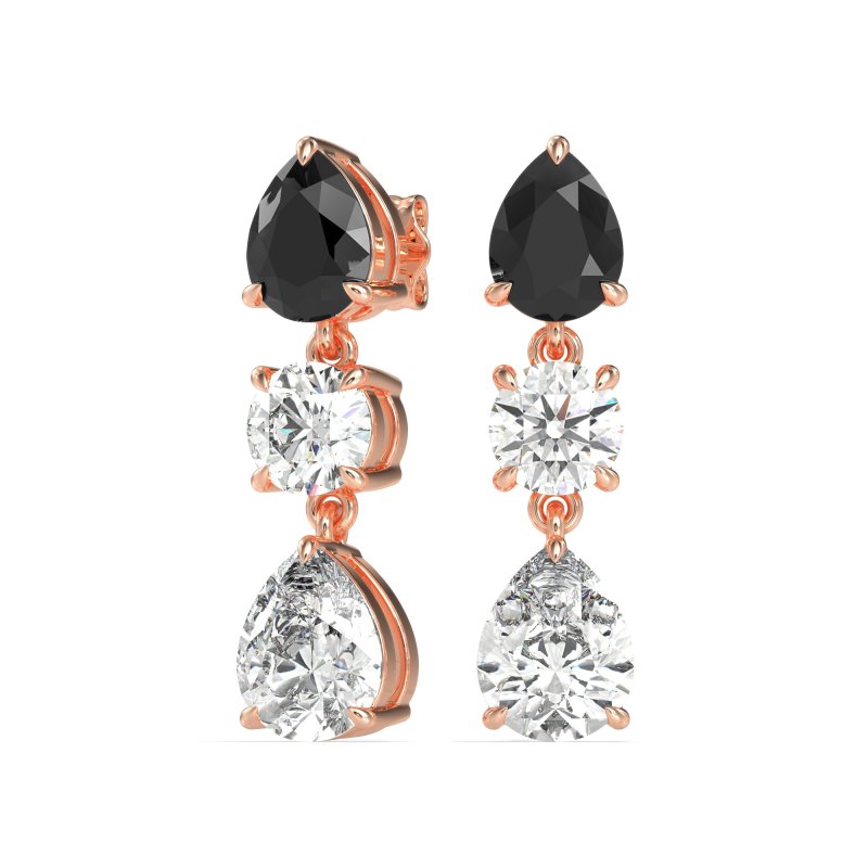 Pear Drop Three-Stone Dangling Earrings