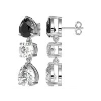 Pear Drop Three-Stone Dangling Earrings