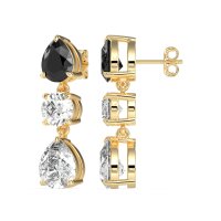 Pear Drop Three-Stone Dangling Earrings