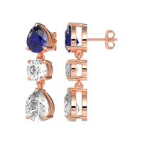 Pear Drop Three-Stone Dangling Earrings
