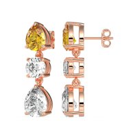 Pear Drop Three-Stone Dangling Earrings