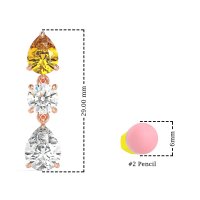 Pear Drop Three-Stone Dangling Earrings