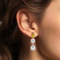 Pear Drop Three-Stone Dangling Earrings
