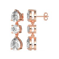 Pear Drop Three-Stone Dangling Earrings