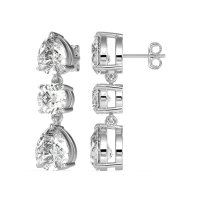 Pear Drop Three-Stone Dangling Earrings