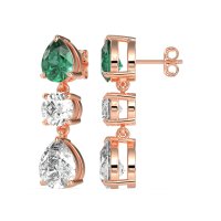 Pear Drop Three-Stone Dangling Earrings