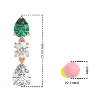 Pear Drop Three-Stone Dangling Earrings