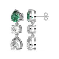 Pear Drop Three-Stone Dangling Earrings