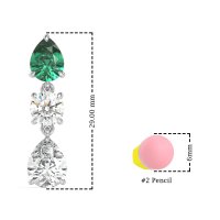Pear Drop Three-Stone Dangling Earrings