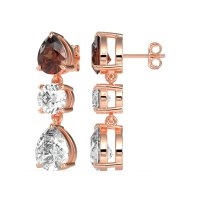 Pear Drop Three-Stone Dangling Earrings