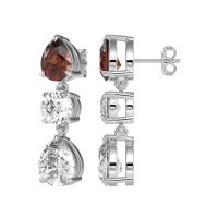 Pear Drop Three-Stone Dangling Earrings