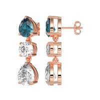 Pear Drop Three-Stone Dangling Earrings
