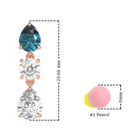 Pear Drop Three-Stone Dangling Earrings