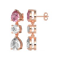 Pear Drop Three-Stone Dangling Earrings