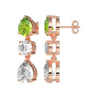 Pear Drop Three-Stone Dangling Earrings