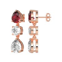 Pear Drop Three-Stone Dangling Earrings