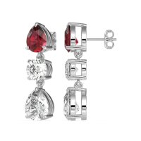 Pear Drop Three-Stone Dangling Earrings