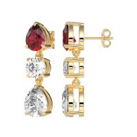 Pear Drop Three-Stone Dangling Earrings