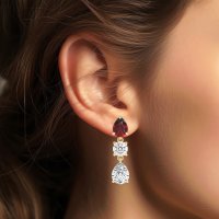 Pear Drop Three-Stone Dangling Earrings