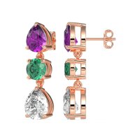 Pear Drop Three-Stone Dangling Earrings