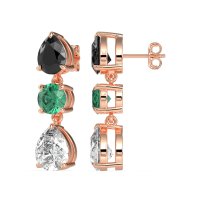 Pear Drop Three-Stone Dangling Earrings