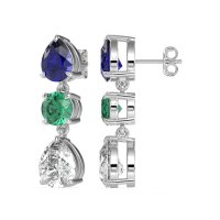 Pear Drop Three-Stone Dangling Earrings