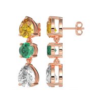 Pear Drop Three-Stone Dangling Earrings