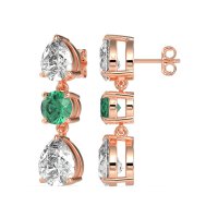 Pear Drop Three-Stone Dangling Earrings