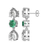 Pear Drop Three-Stone Dangling Earrings