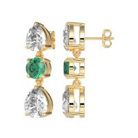 Pear Drop Three-Stone Dangling Earrings