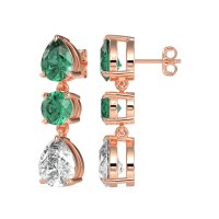 Pear Drop Three-Stone Dangling Earrings