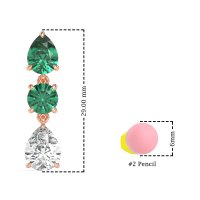 Pear Drop Three-Stone Dangling Earrings