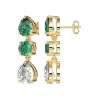 Pear Drop Three-Stone Dangling Earrings