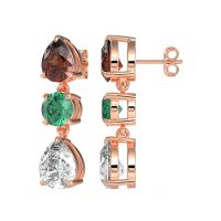 Pear Drop Three-Stone Dangling Earrings