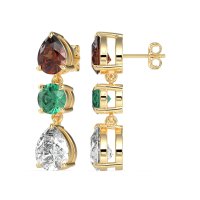 Pear Drop Three-Stone Dangling Earrings