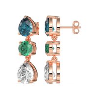 Pear Drop Three-Stone Dangling Earrings