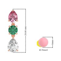 Pear Drop Three-Stone Dangling Earrings