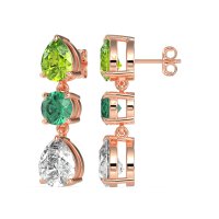 Pear Drop Three-Stone Dangling Earrings