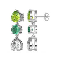 Pear Drop Three-Stone Dangling Earrings