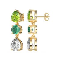 Pear Drop Three-Stone Dangling Earrings