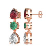Pear Drop Three-Stone Dangling Earrings