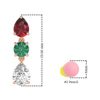 Pear Drop Three-Stone Dangling Earrings