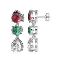 Pear Drop Three-Stone Dangling Earrings