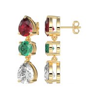 Pear Drop Three-Stone Dangling Earrings