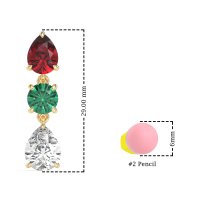 Pear Drop Three-Stone Dangling Earrings